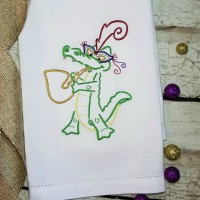 Mardi Gras Gator with Saxophone Embroidery Design